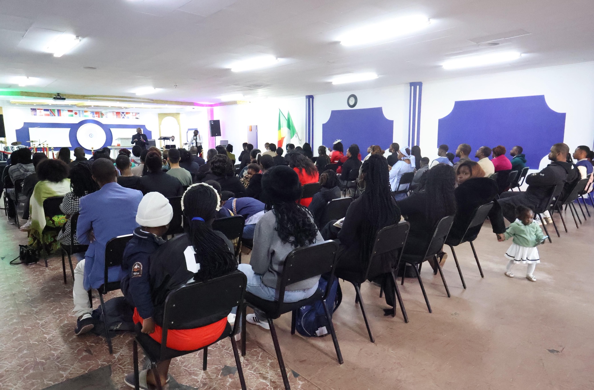 The congregation gathered for Sunday worship service